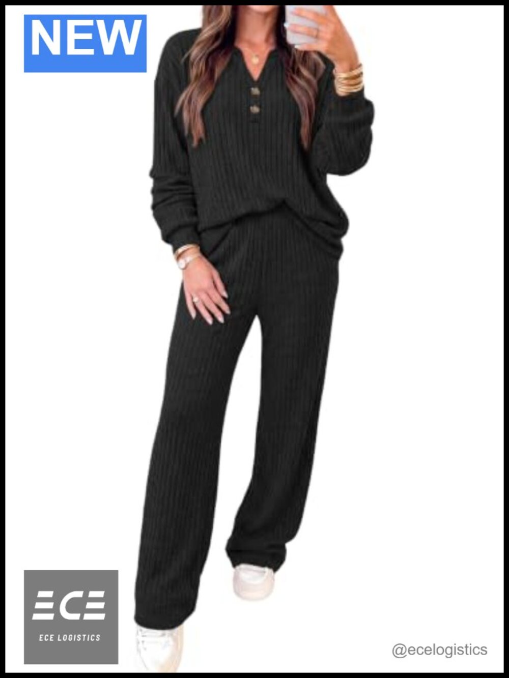 RUMIA Womens Cozy 2 Piece Lounge Set Sweater Wide Leg Pants Relaxed Fit